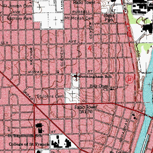 Topographic Map of Cunningham Elementary School, IL