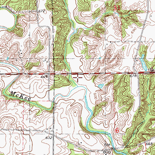 Topographic Map of Curl Creek, IL