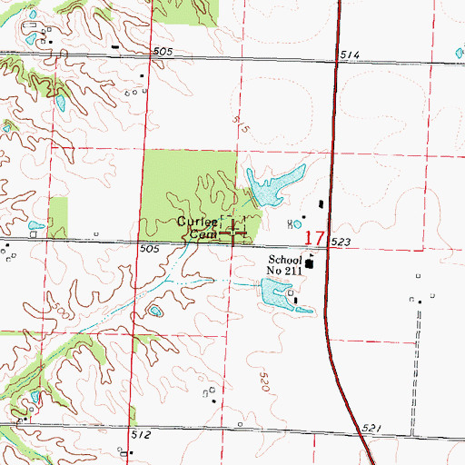 Topographic Map of Curlee Cemetery, IL