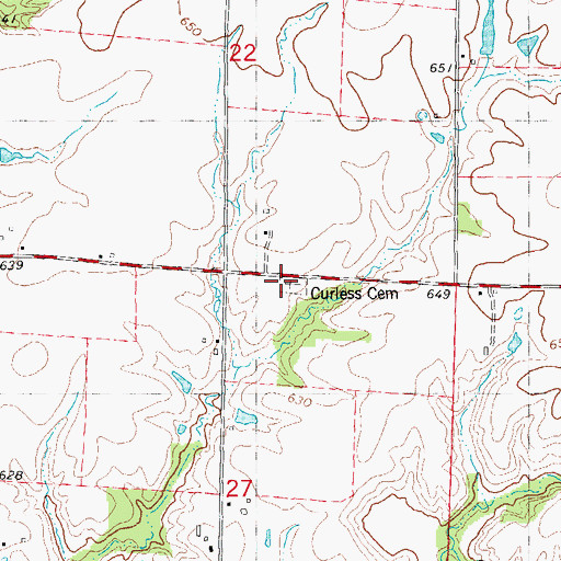 Topographic Map of Curless Cemetery, IL