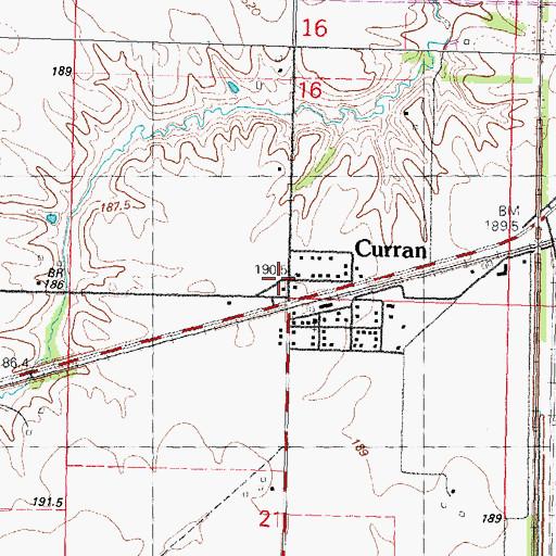 Topographic Map of Curran, IL