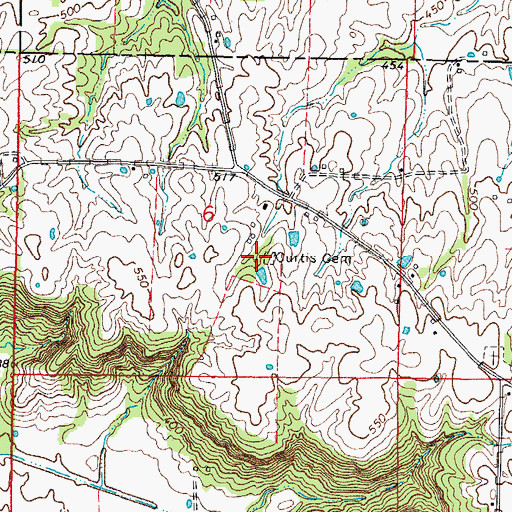 Topographic Map of Curtis Cemetery, IL