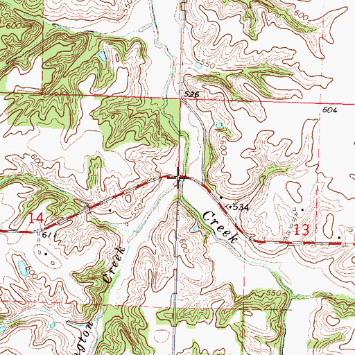Topographic Map of Cuttington Creek, IL