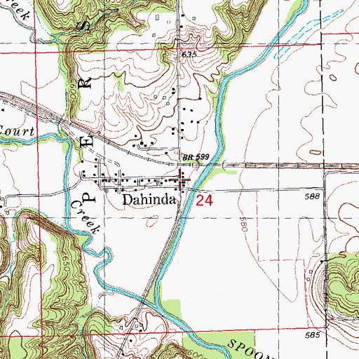 Topographic Map of Dahinda, IL