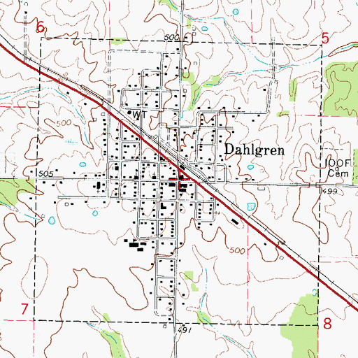 Topographic Map of Dahlgren, IL