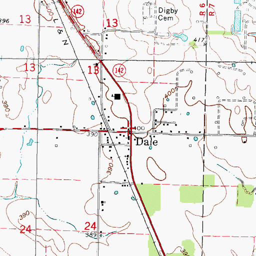 Topographic Map of Dale, IL