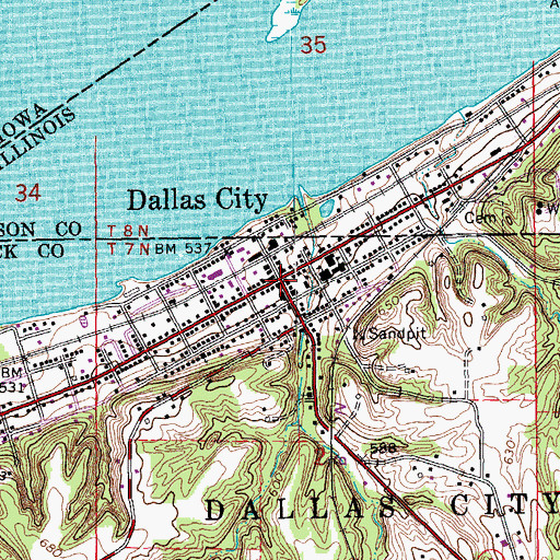 Topographic Map of Dallas City, IL