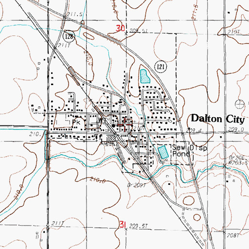 Topographic Map of Dalton City, IL