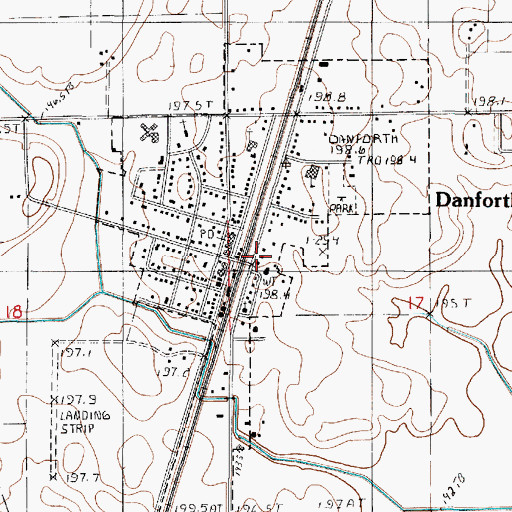 Topographic Map of Danforth, IL