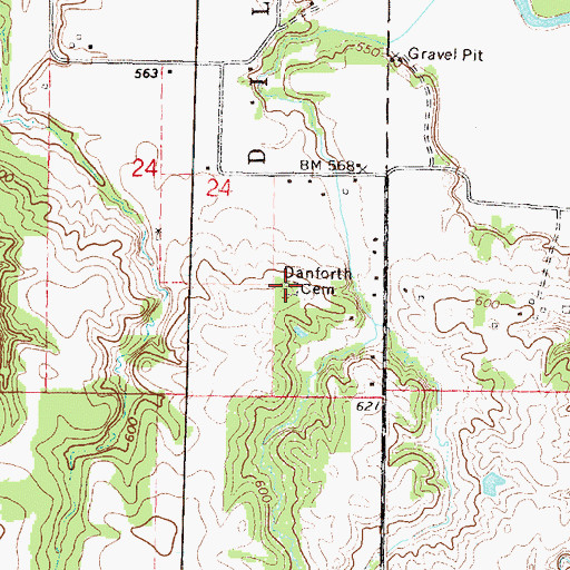 Topographic Map of Danforth Cemetery, IL