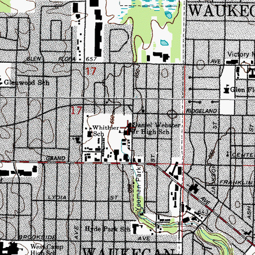 Topographic Map of Daniel Webster Middle School, IL