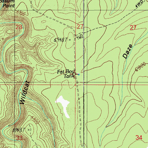 Topographic Map of Fat Boy Tank, AZ