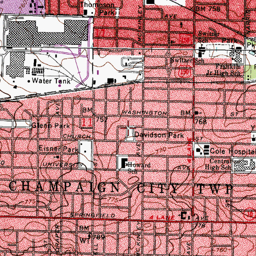 Topographic Map of Davidson Park, IL