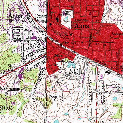 Topographic Map of Davie Elementary School, IL