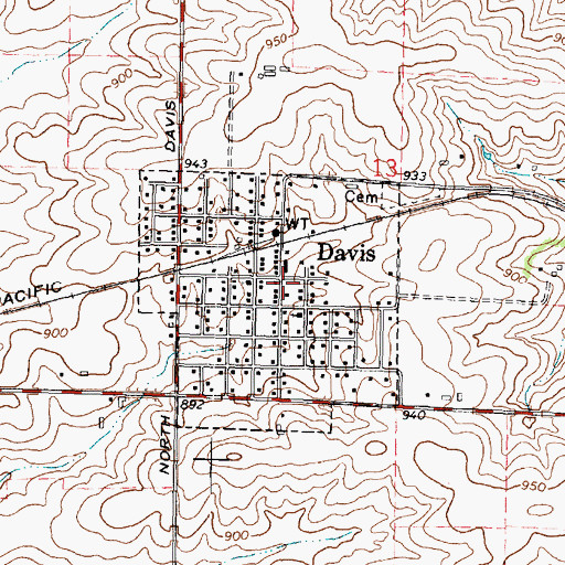 Topographic Map of Davis, IL