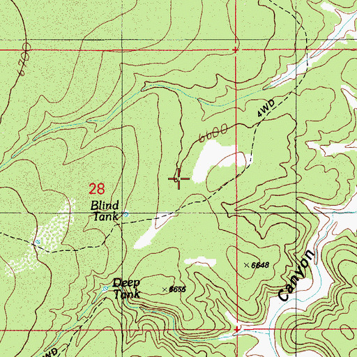 Topographic Map of Blind Tank, AZ