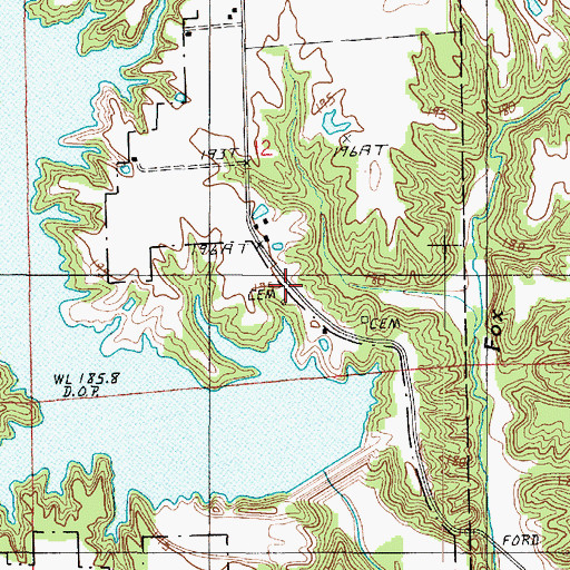 Topographic Map of Davis Cemetery, IL