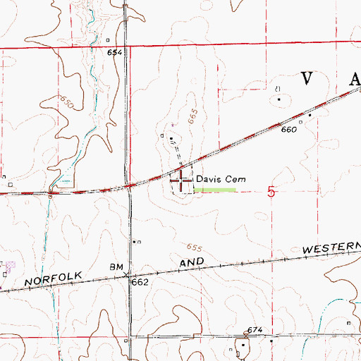 Topographic Map of Davis Cemetery, IL