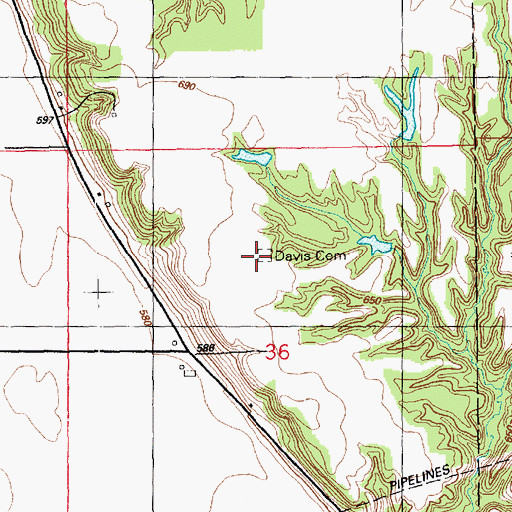 Topographic Map of Davis Cemetery, IL