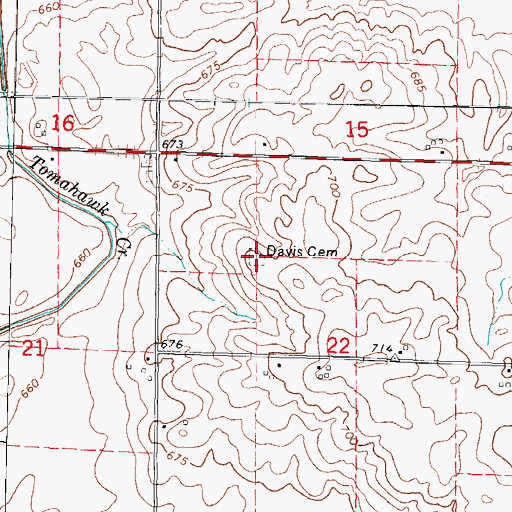 Topographic Map of Davis Cemetery, IL