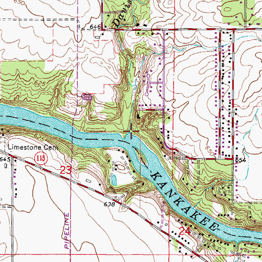 Topographic Map of Davis Creek, IL