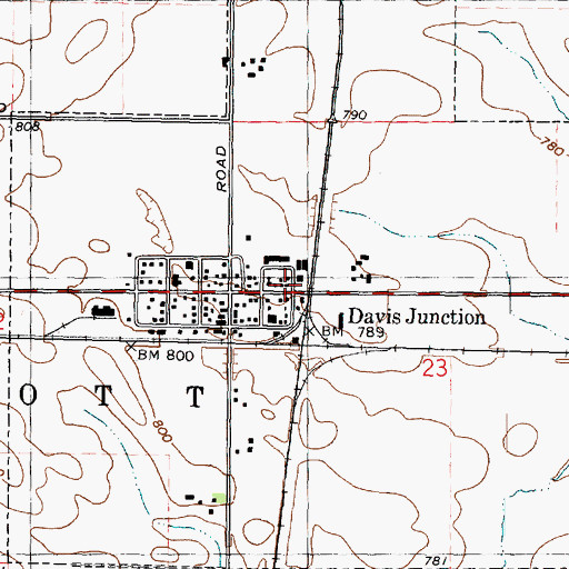 Topographic Map of Davis Junction, IL