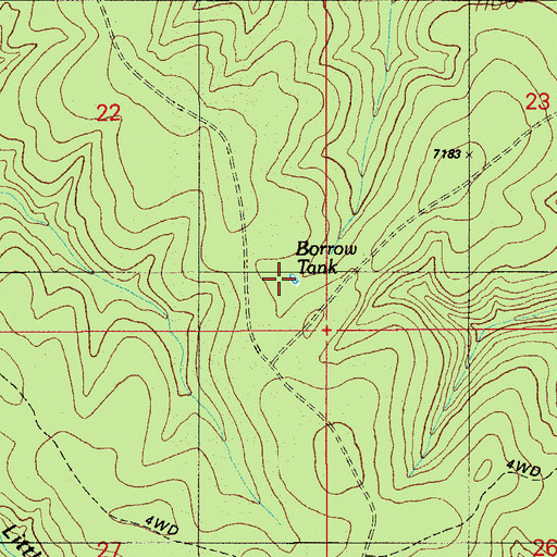 Topographic Map of Borrow Tank, AZ
