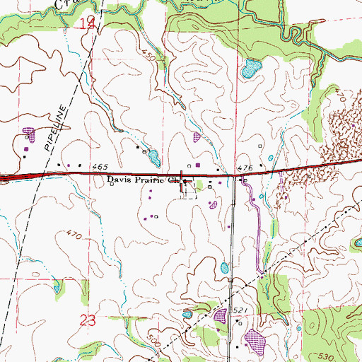 Topographic Map of Davis Prairie Church, IL