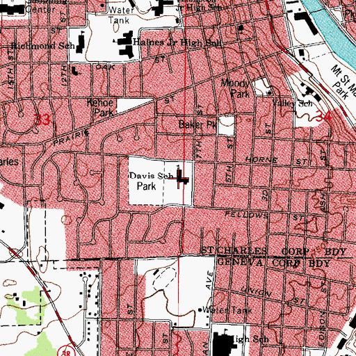 Topographic Map of Davis Elementary School, IL