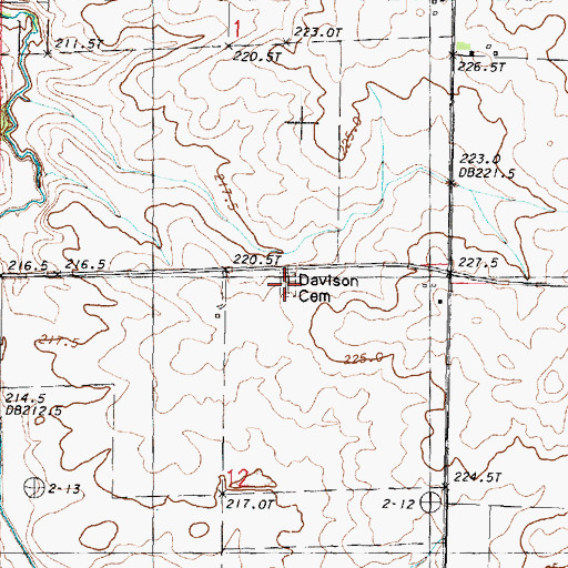 Topographic Map of Davison Cemetery, IL