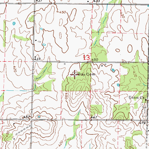Topographic Map of Day Cemetery, IL