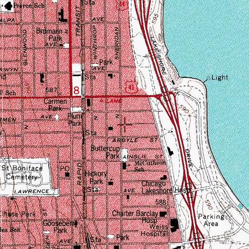 Topographic Map of Dayforth School, IL