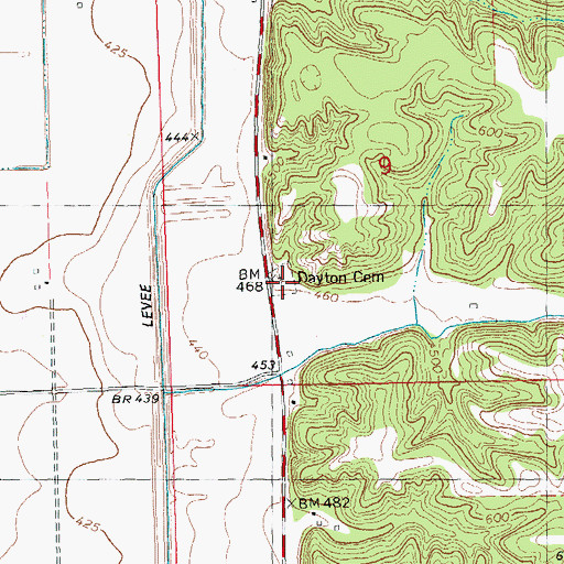 Topographic Map of Dayton Cemetery, IL