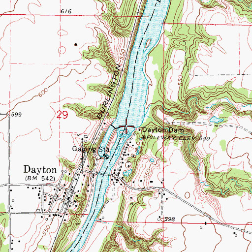 Topographic Map of Dayton Dam, IL