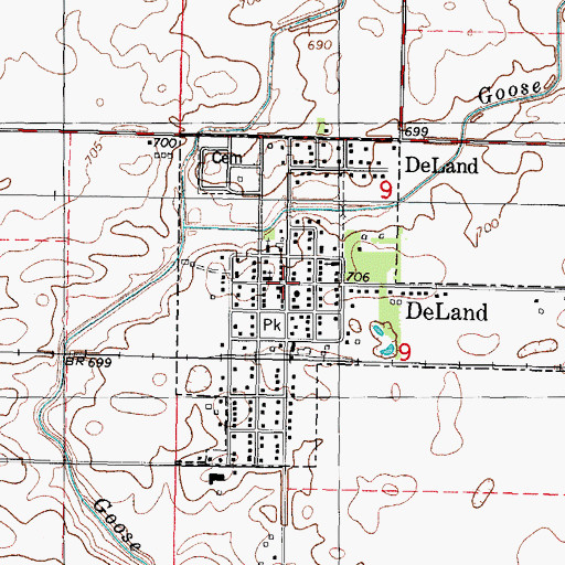 Topographic Map of De Land, IL