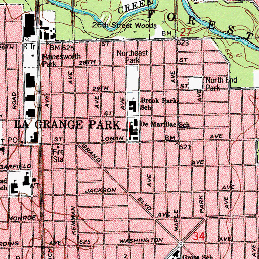 Topographic Map of De Marillac School, IL