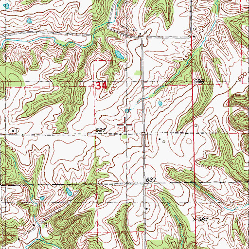 Topographic Map of De Witts School (historical), IL