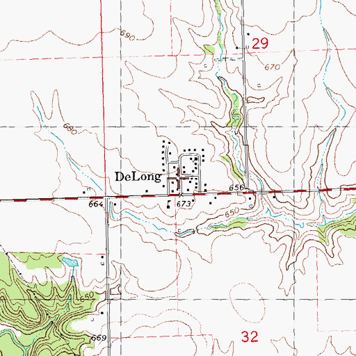 Topographic Map of DeLong, IL