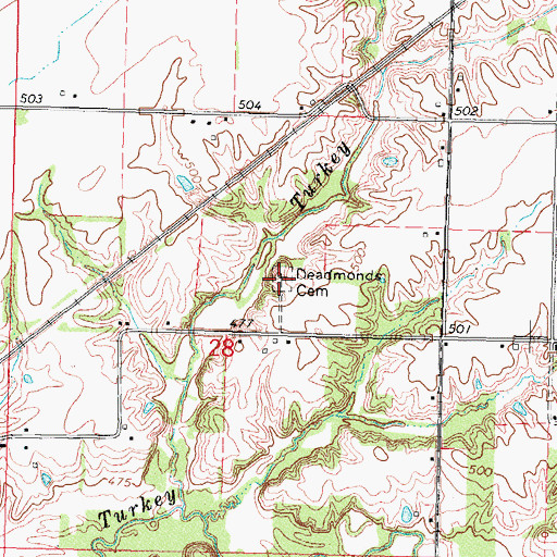 Topographic Map of Deadmond Cemetery, IL