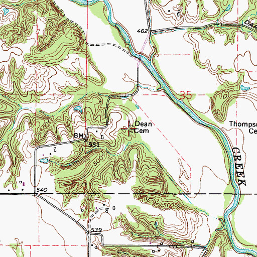 Topographic Map of Dean Cemetery, IL