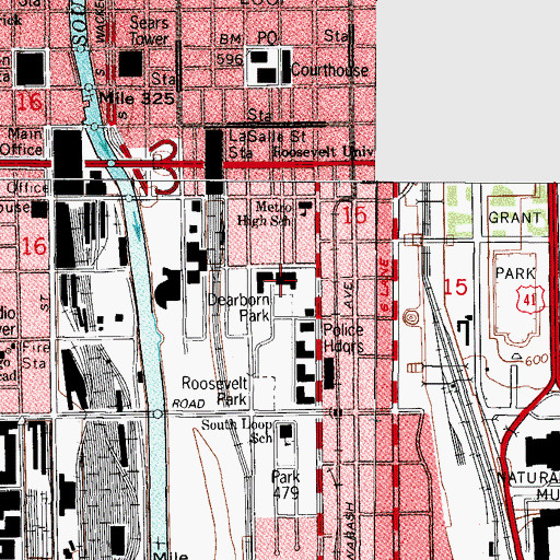 Topographic Map of Dearborn Station, IL