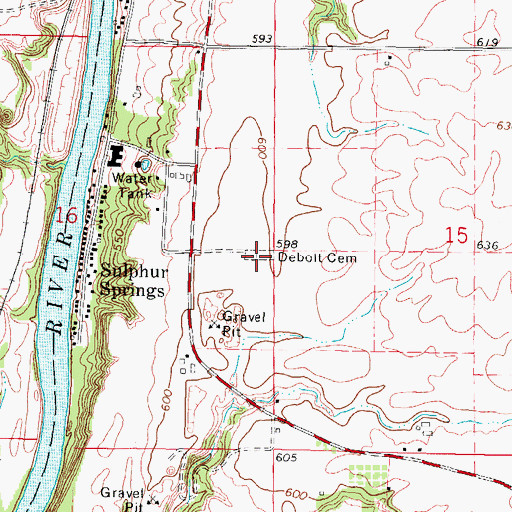 Topographic Map of Debolt Cemetery, IL