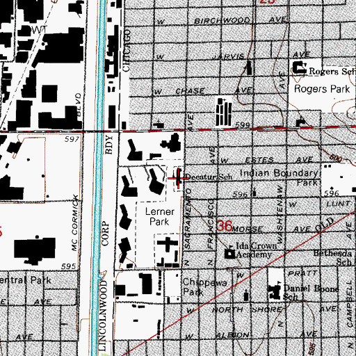 Topographic Map of Decatur Classical School, IL