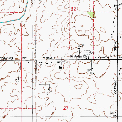 Topographic Map of Deeke School (historical), IL
