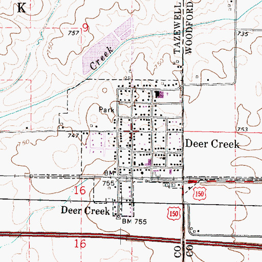 Topographic Map of Deer Creek, IL