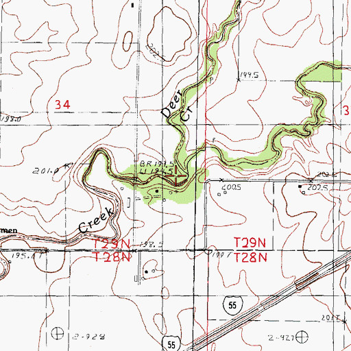 Topographic Map of Deer Creek, IL