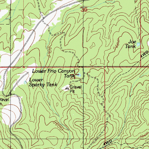Topographic Map of Lower Frio Canyon Tank, AZ