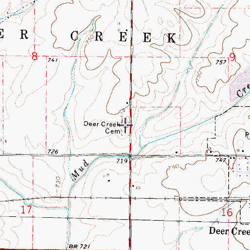 Topographic Map of Presbyterian Cemetery, IL