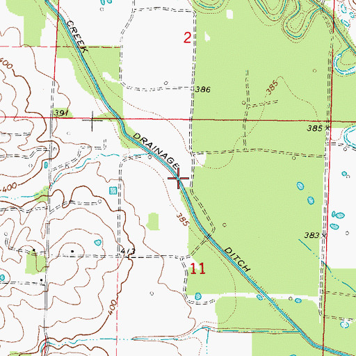 Topographic Map of Deer Creek Drainage Ditch, IL