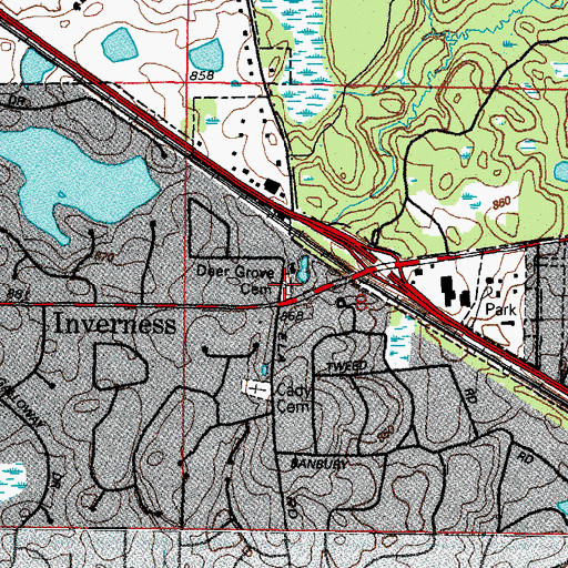 Topographic Map of Deer Grove Cemetery, IL